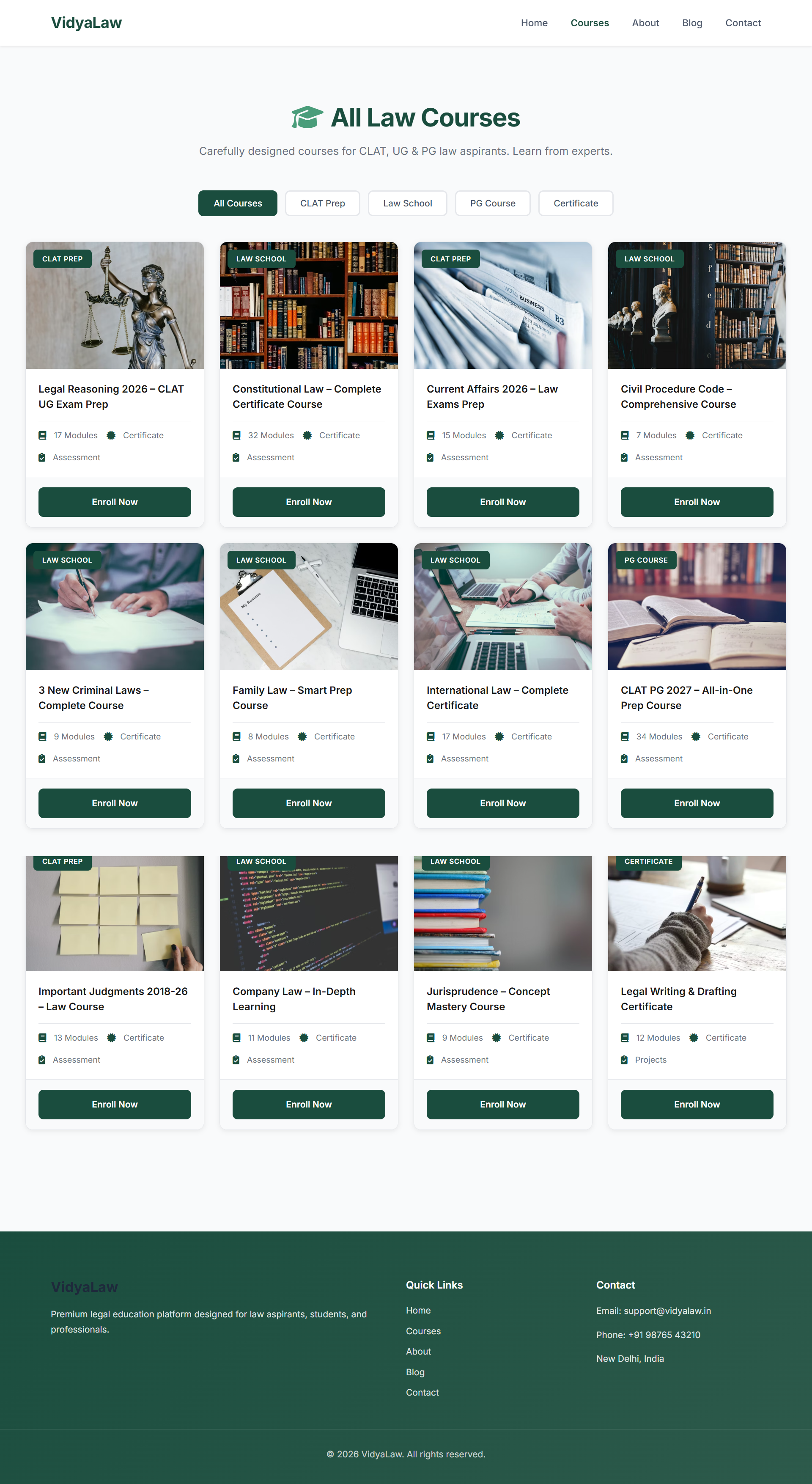 VidyaLaw Courses